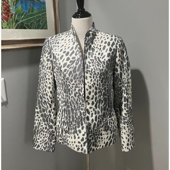 Vintage Made in USA Austin Reed Black White Textured Lined Jacket Blazer Size 8 - Picture 1 of 7